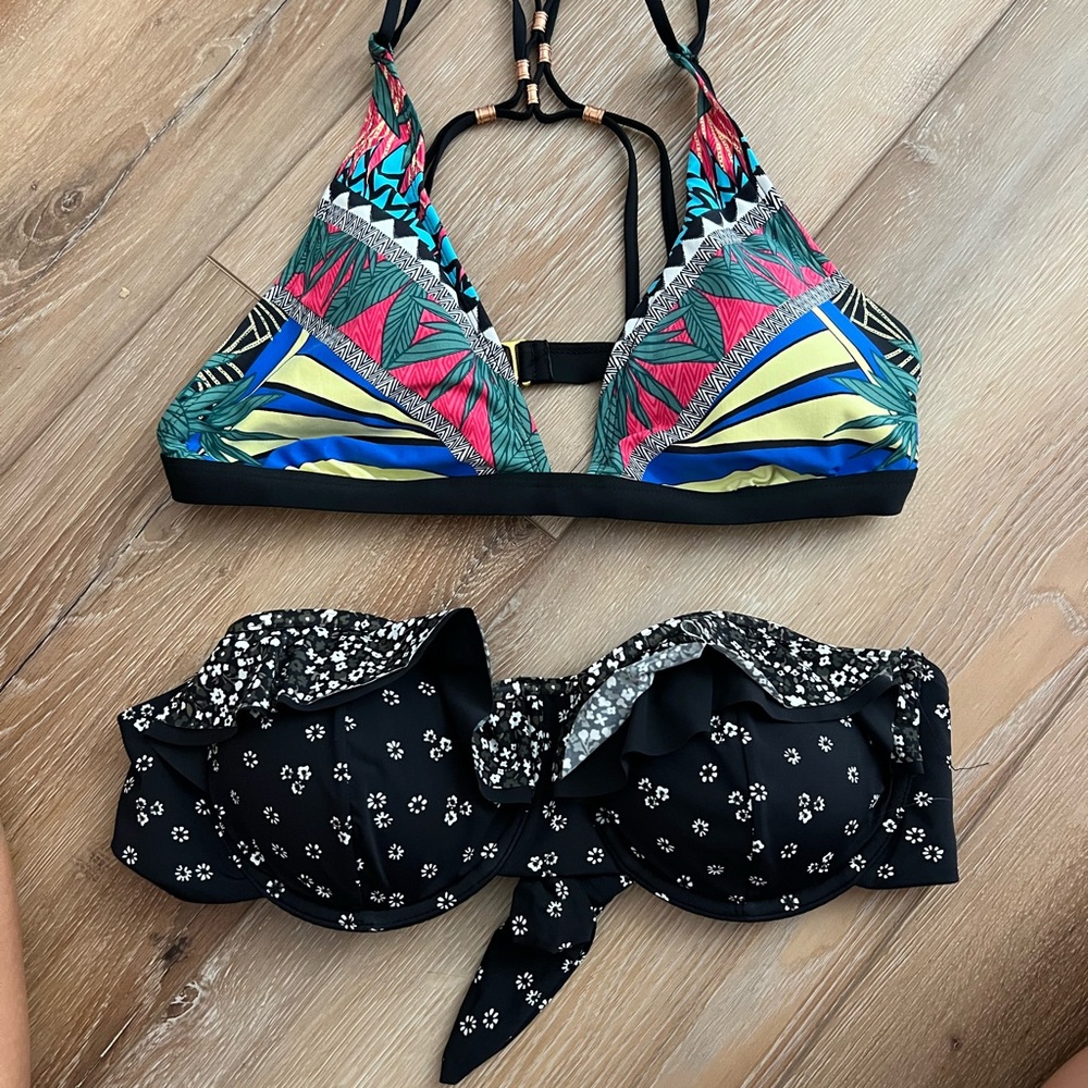 Michael Kors and Gianni Bini Colorful Geometric and Floral Bikini Tops size L